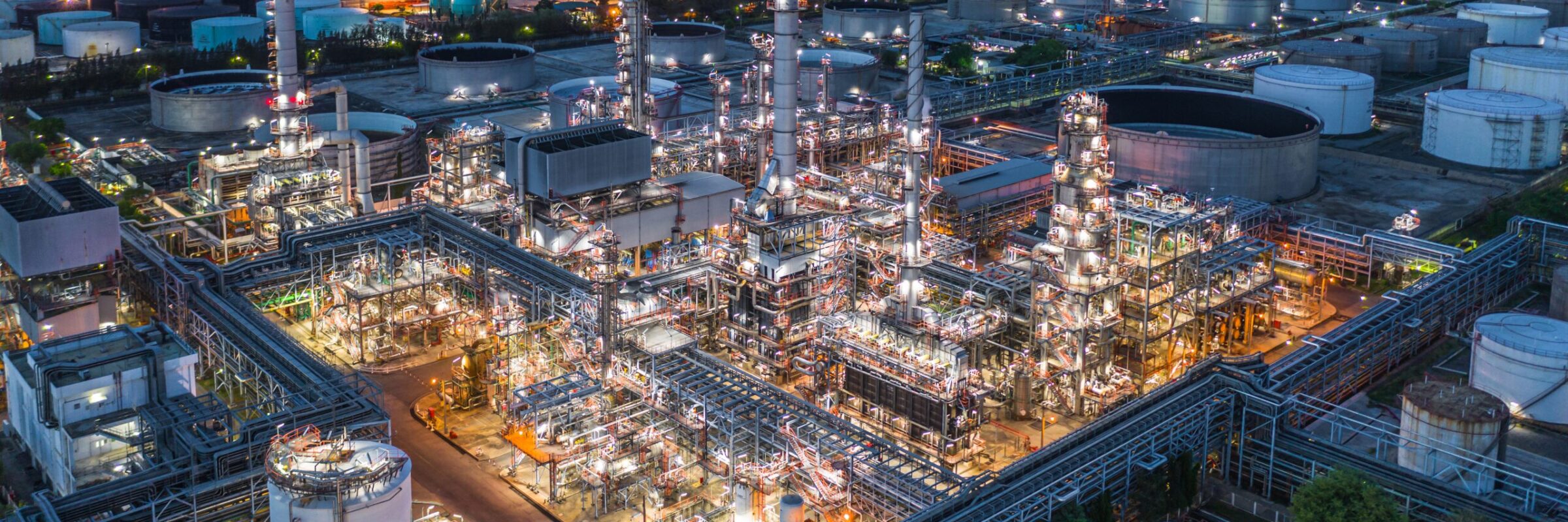 Aerial view oil refinery, refinery plant, refinery factory at night. Aerial view oil refinery, refinery plant, refinery factory at night.